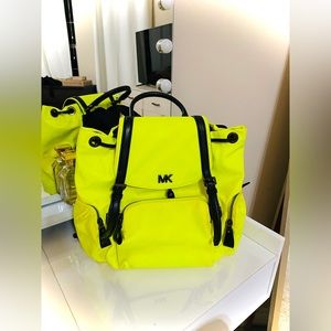 Michael Kors Beacon Medium Neon Yellow Nylon Backpack